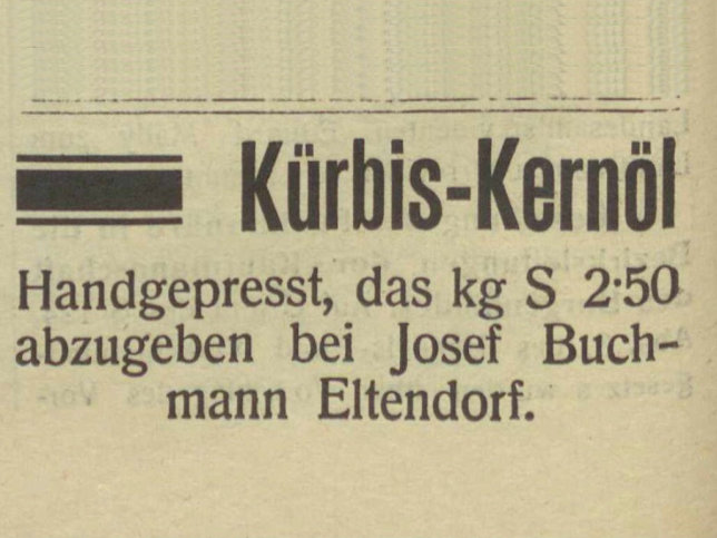 Eltendorf, Buchmann-Inserat, 1936
