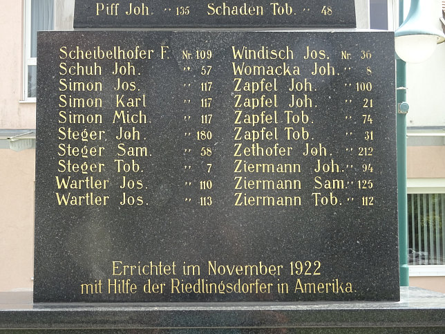 Riedlingsdorf, Kriegerdenkmal