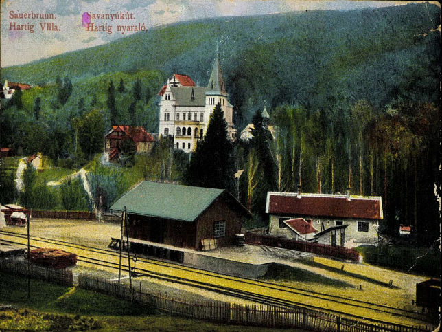 Bad Sauerbrunn, Hartig Villa und Bahnhof