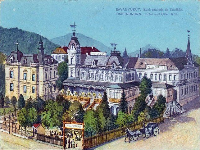 Bad Sauerbrunn, Hotel und Cafe Bank, 1914