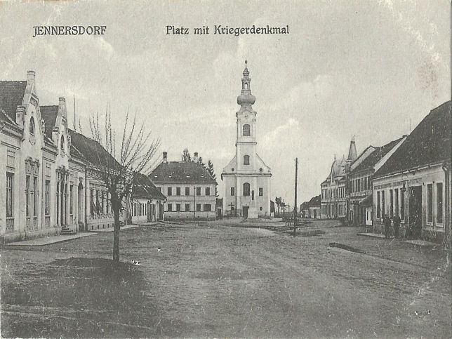 Jennersdorf, Platz mit Kriegerdenkmal, 1923