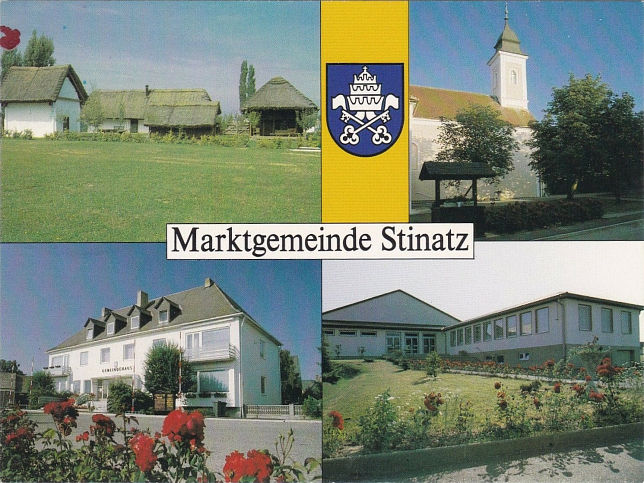 Stinatz, Heimathaus, Pfarrkirche, Gemeindehaus und Mehrzweckhalle